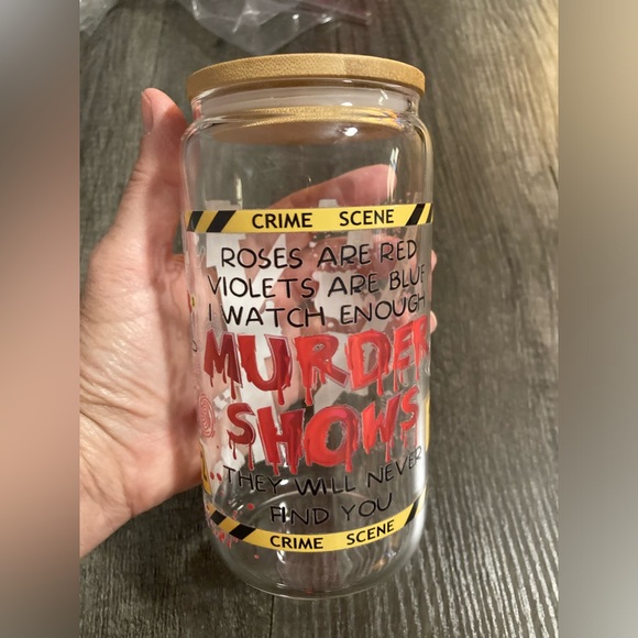 Murder Shows Graphic Hand Crafted Glass Tumbler - Picture 8 of 8